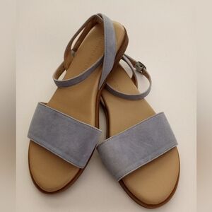 H by Halston Women's Blue Suede Sandals Adjustable Ankle Strap Size 6